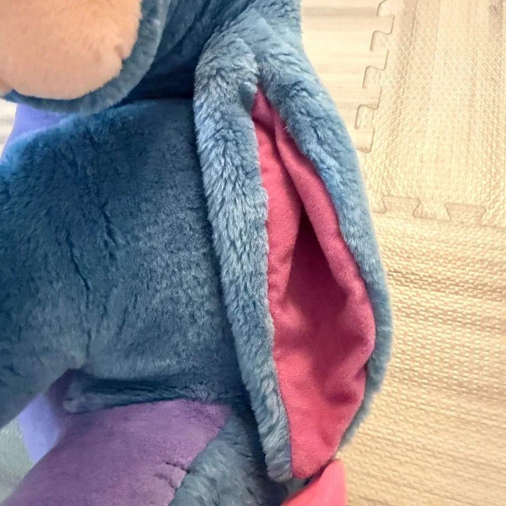 Disney Eeyore Plush Mattel Large Blue Pink Bow Detachable Tail Vintage 90s FLAW